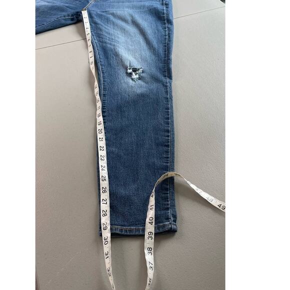 Levi's Mid Rise Skinny Jeans Whiskered Distressed Zip Fly Buttoned Blue 16 L - Picture 12 of 13